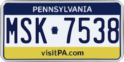 PA license plate MSK7538