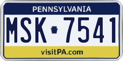 PA license plate MSK7541