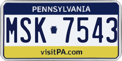 PA license plate MSK7543