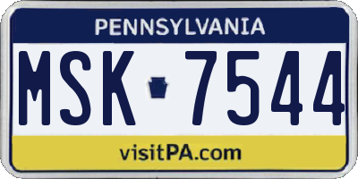 PA license plate MSK7544
