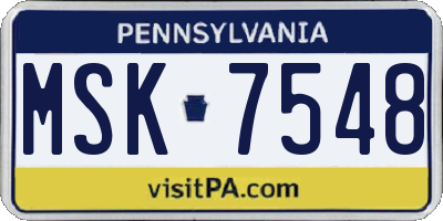 PA license plate MSK7548