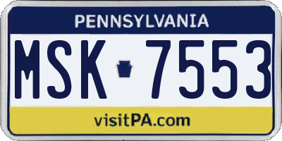 PA license plate MSK7553