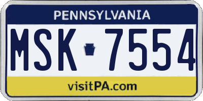 PA license plate MSK7554