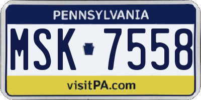 PA license plate MSK7558