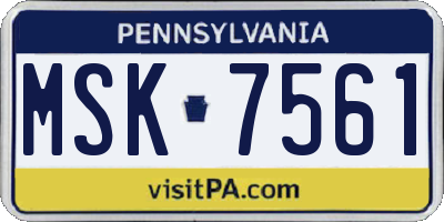 PA license plate MSK7561