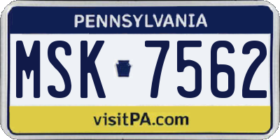 PA license plate MSK7562