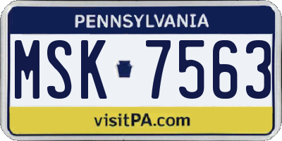 PA license plate MSK7563