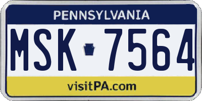 PA license plate MSK7564
