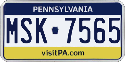 PA license plate MSK7565