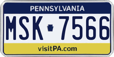 PA license plate MSK7566