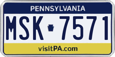 PA license plate MSK7571