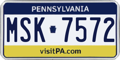 PA license plate MSK7572
