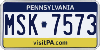 PA license plate MSK7573