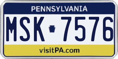PA license plate MSK7576