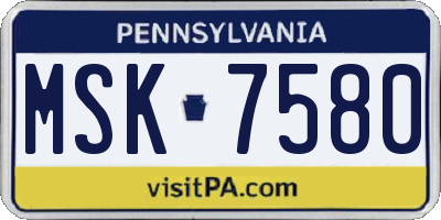 PA license plate MSK7580