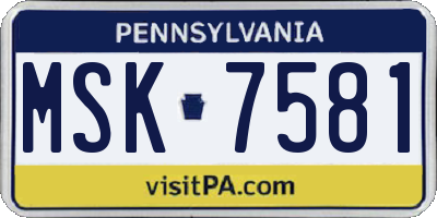 PA license plate MSK7581