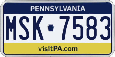 PA license plate MSK7583