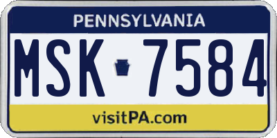 PA license plate MSK7584