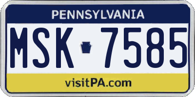 PA license plate MSK7585