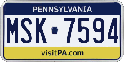 PA license plate MSK7594