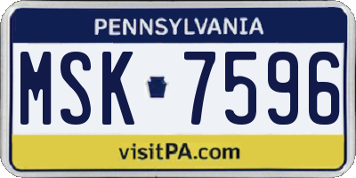 PA license plate MSK7596