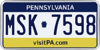 PA license plate MSK7598