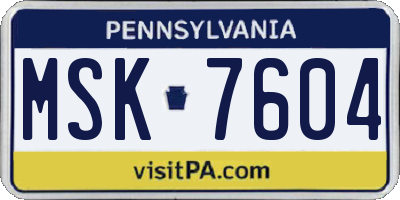 PA license plate MSK7604