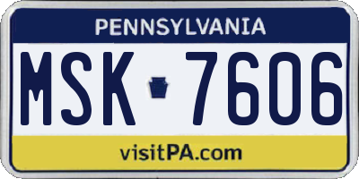 PA license plate MSK7606