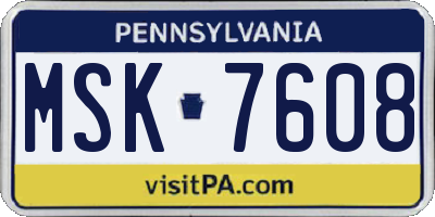 PA license plate MSK7608