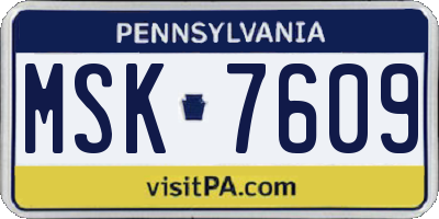 PA license plate MSK7609