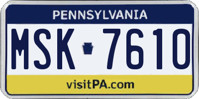 PA license plate MSK7610