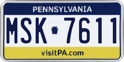 PA license plate MSK7611