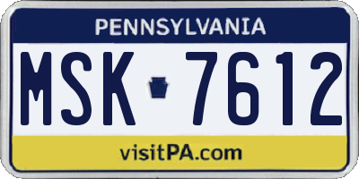 PA license plate MSK7612
