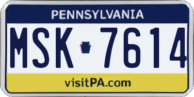 PA license plate MSK7614