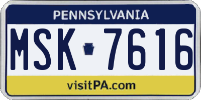 PA license plate MSK7616