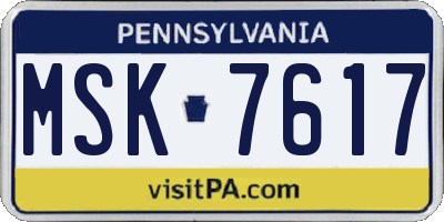 PA license plate MSK7617