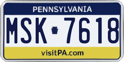 PA license plate MSK7618