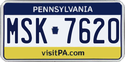 PA license plate MSK7620