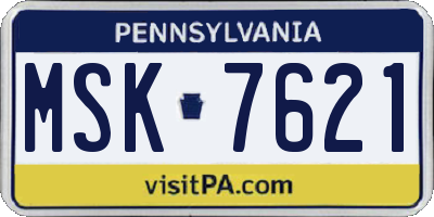 PA license plate MSK7621