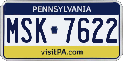 PA license plate MSK7622