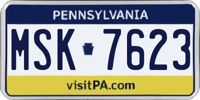 PA license plate MSK7623