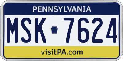 PA license plate MSK7624