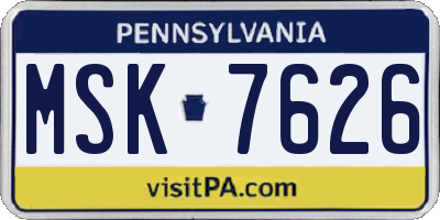 PA license plate MSK7626