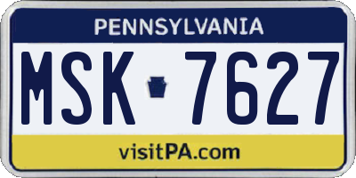 PA license plate MSK7627