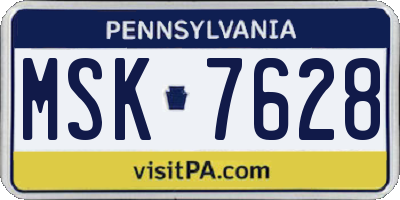 PA license plate MSK7628