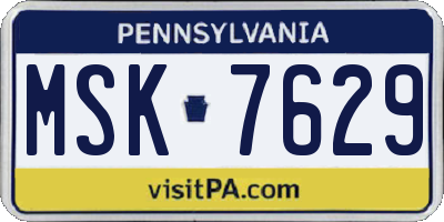 PA license plate MSK7629