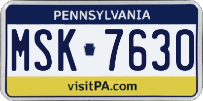 PA license plate MSK7630