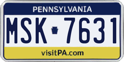 PA license plate MSK7631