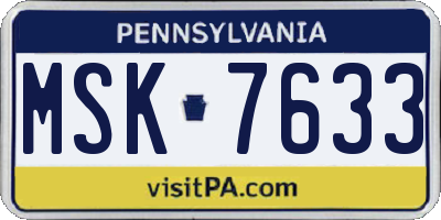 PA license plate MSK7633