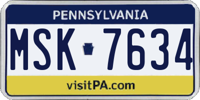 PA license plate MSK7634